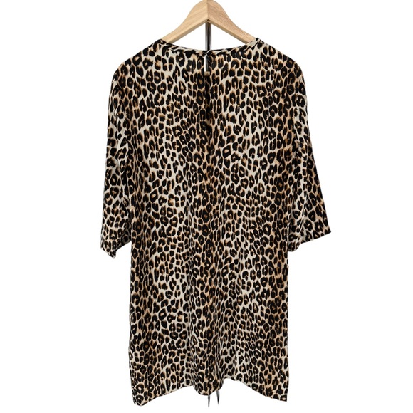 Equipment Silk Aubrey Dress Shift Leopard Print size Large Crew Neck Pockets - Picture 9 of 12